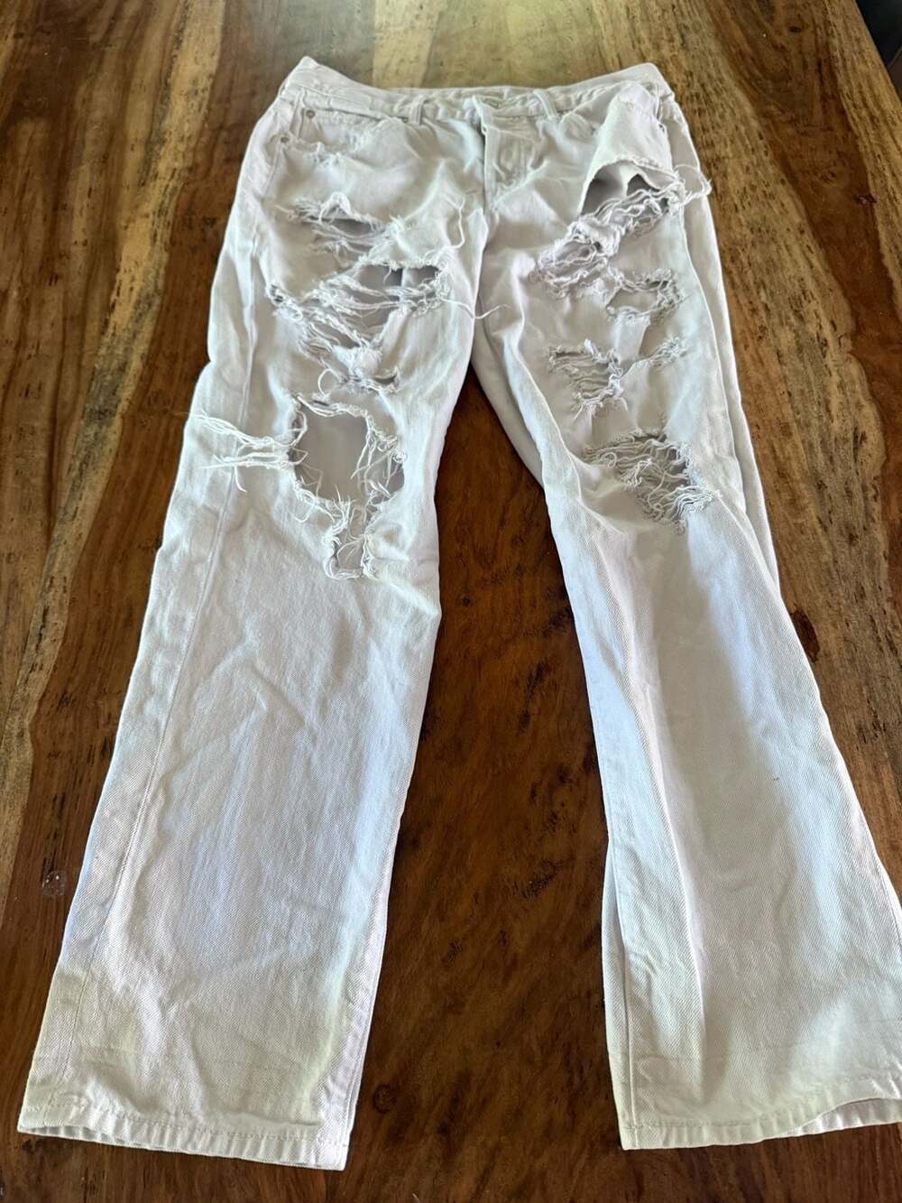 MOTHER The Loosey Party Crashers Distressed White Jeans Size 25